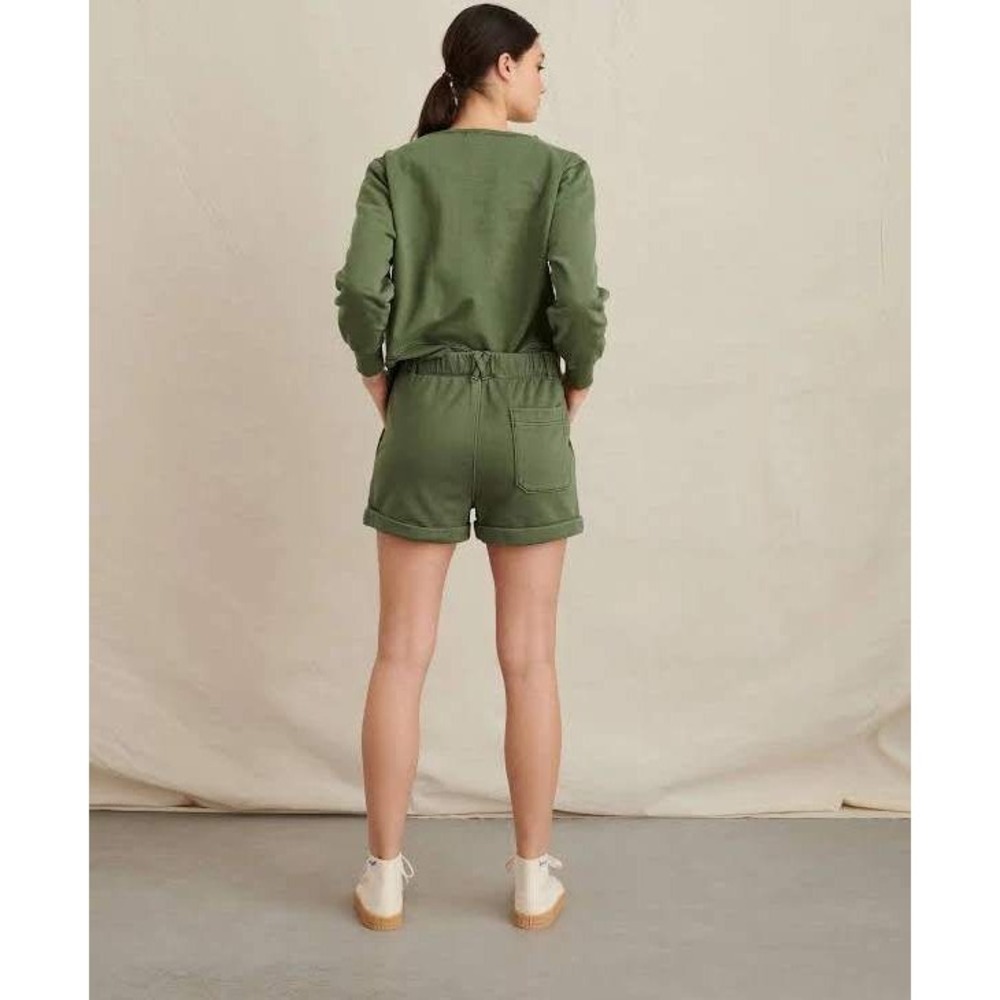 Alex Mill Ambrose Cotton Fleece Shorts in Army Green High Rise size large - Picture 5 of 16